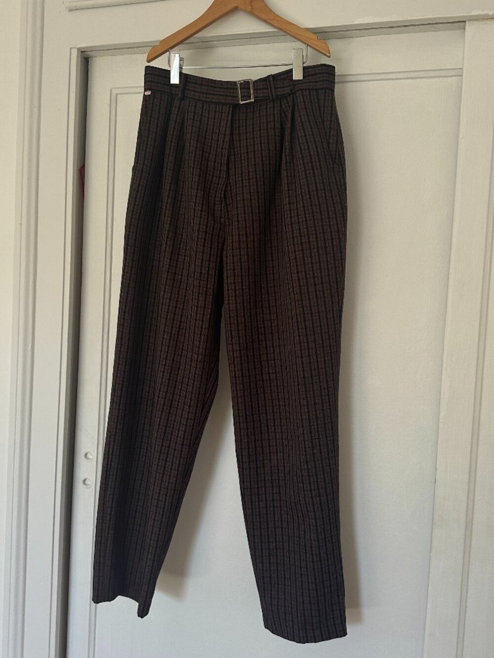 Women's Brown Plaid Trousers